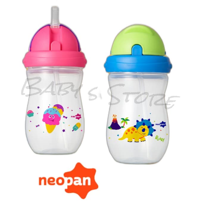 COPO COM CANUDO DE SILICONE 360ML INFANTIL BPA FREE AZUL OU ROSA NEOPAN