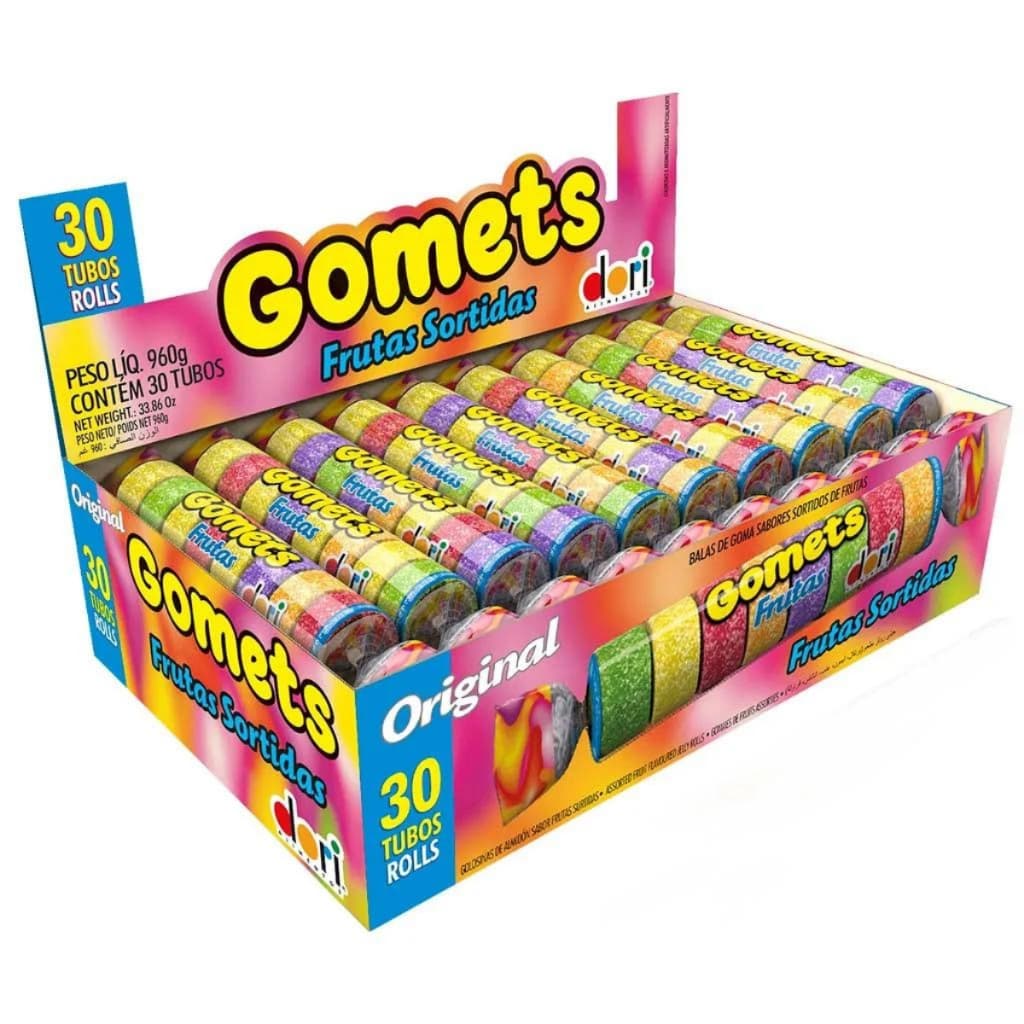 Balas De Goma Frutas Sortidas Tubo Gomets C\30 Unidades 960g Dori