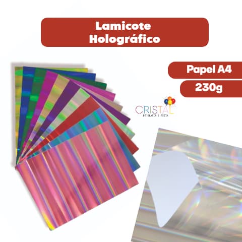 Papel Lamicote Holográfico 230g Kit com 20,40,60,80 Folhas