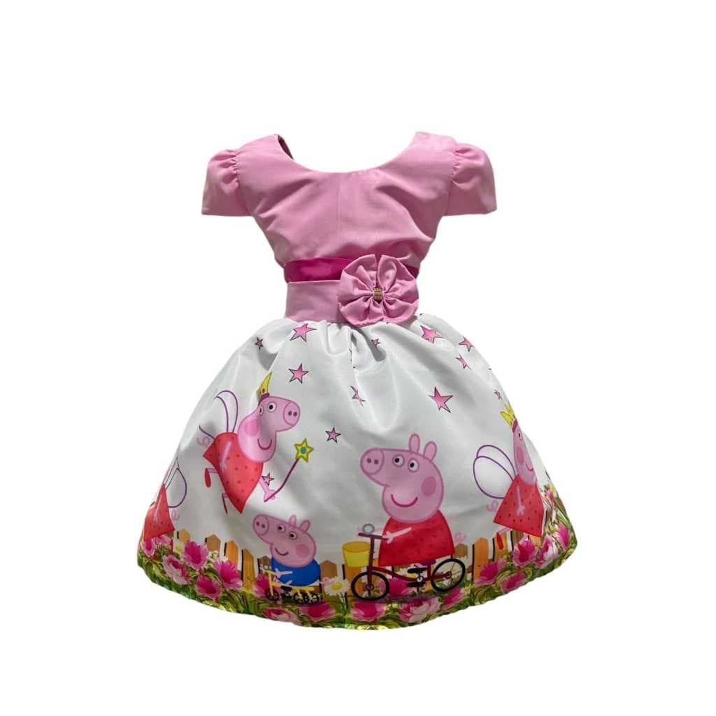 Vestido Infantil Temático Aniversários e Festas.