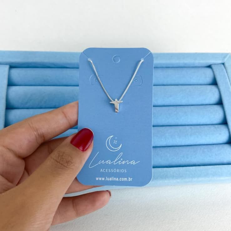 Colar Cristo Redentor - Banhado a Prata - Cordão Feminino Rio de Janeiro Carioca Delicado Minimalista