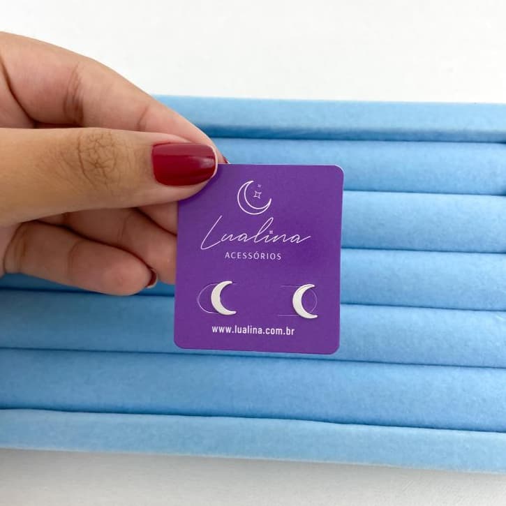 Brinco Mini Lua - Banhado a Prata - Pequeno Feminino Delicado Minimalista