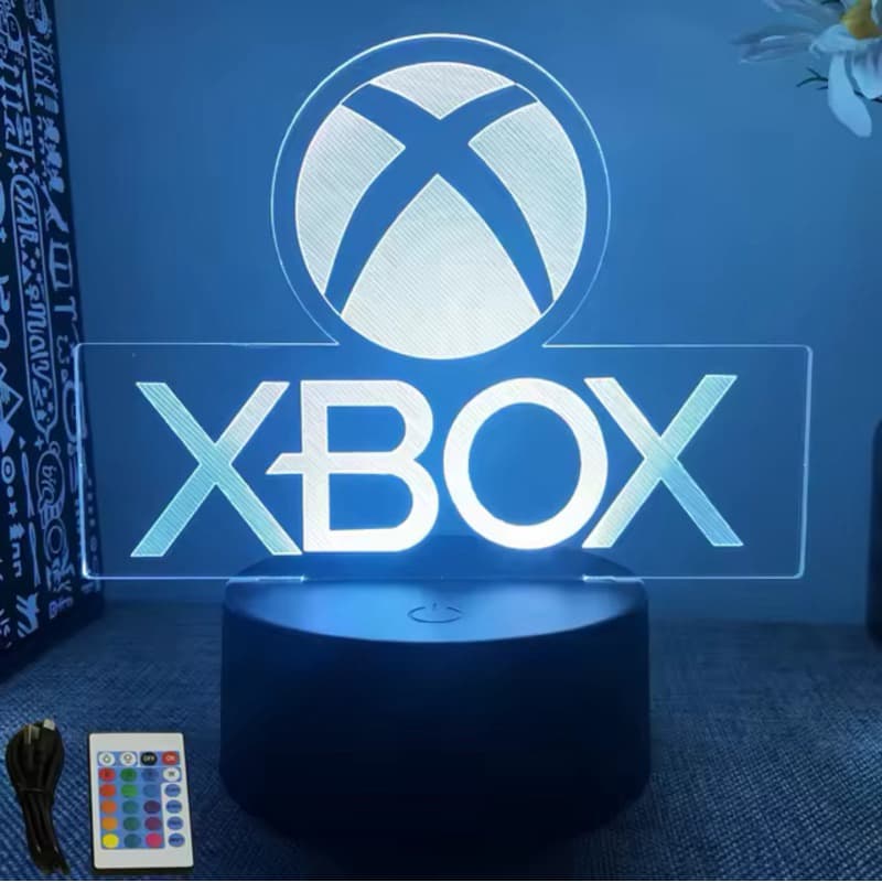 Luminária Led 3D USB XBOX com Controle Remoto - Bateria e USB