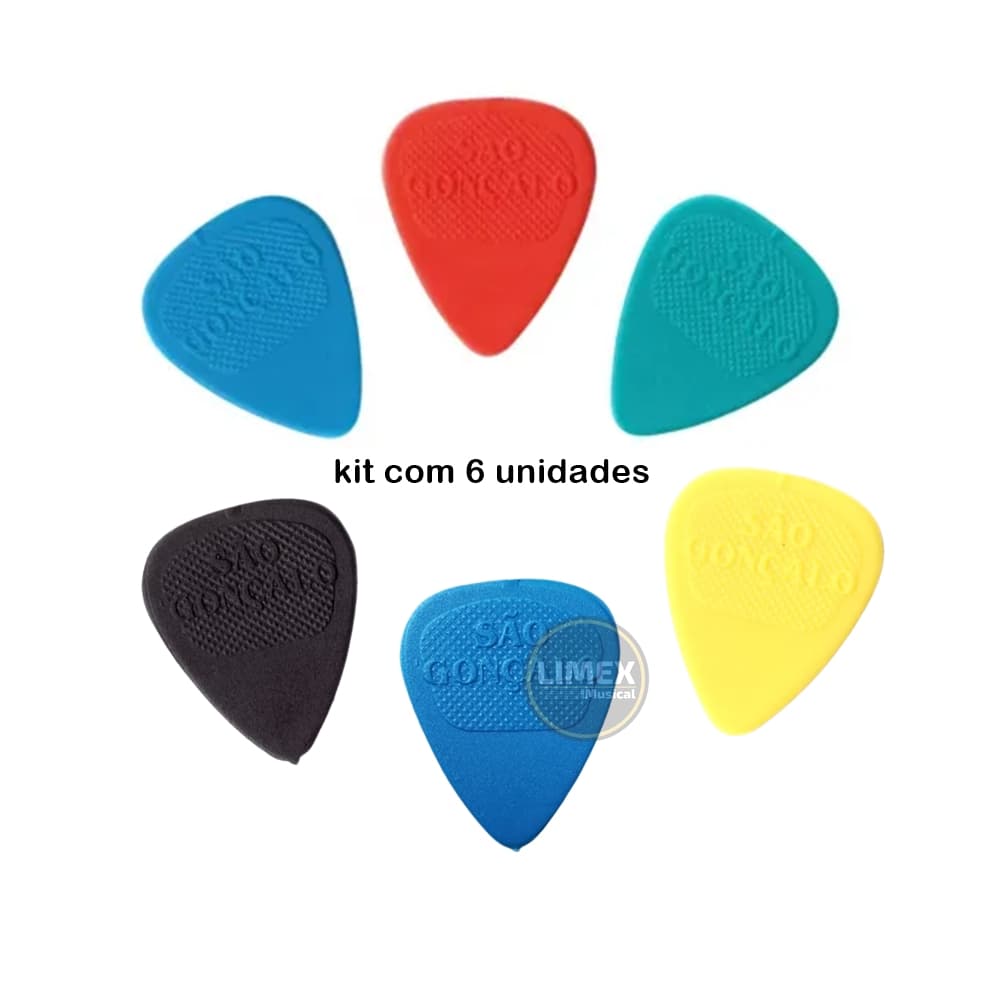 Kit 6 uni Palhetas São Gonçalo para Violão Cavaquinho Guitarra Ukulele
