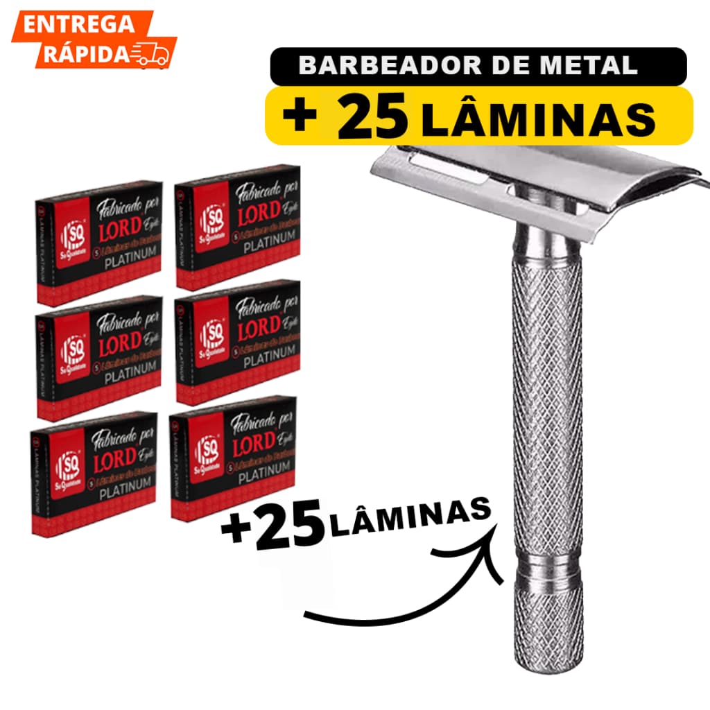 Aparelho De Barbear Um Barbeador De Metal Durável E 25 Lâminas de Barbear Para Corpo E Rosto Uso Profissional E Pessoal