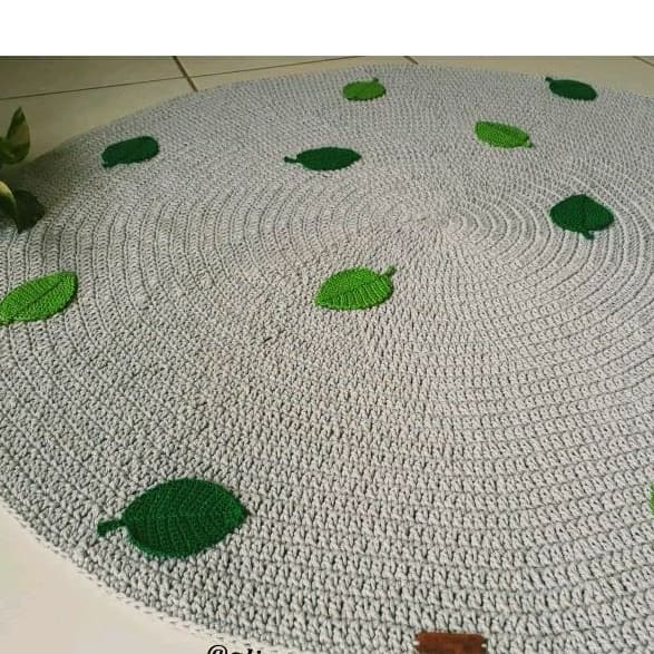 Tapete Gigante com Folhas de Crochê - Tapete Redondo Gigante de Croche