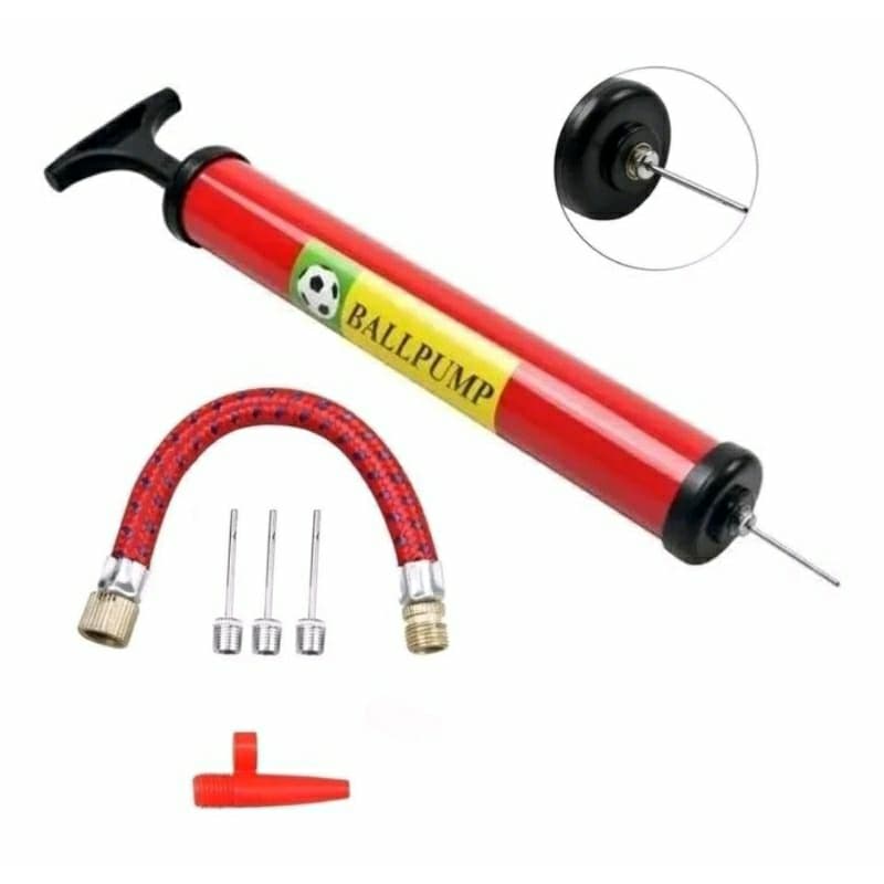 Bomba Ar Manual Encher Bolas Colchão Piscina E Kit de Bicos Futebol Voley Basquete