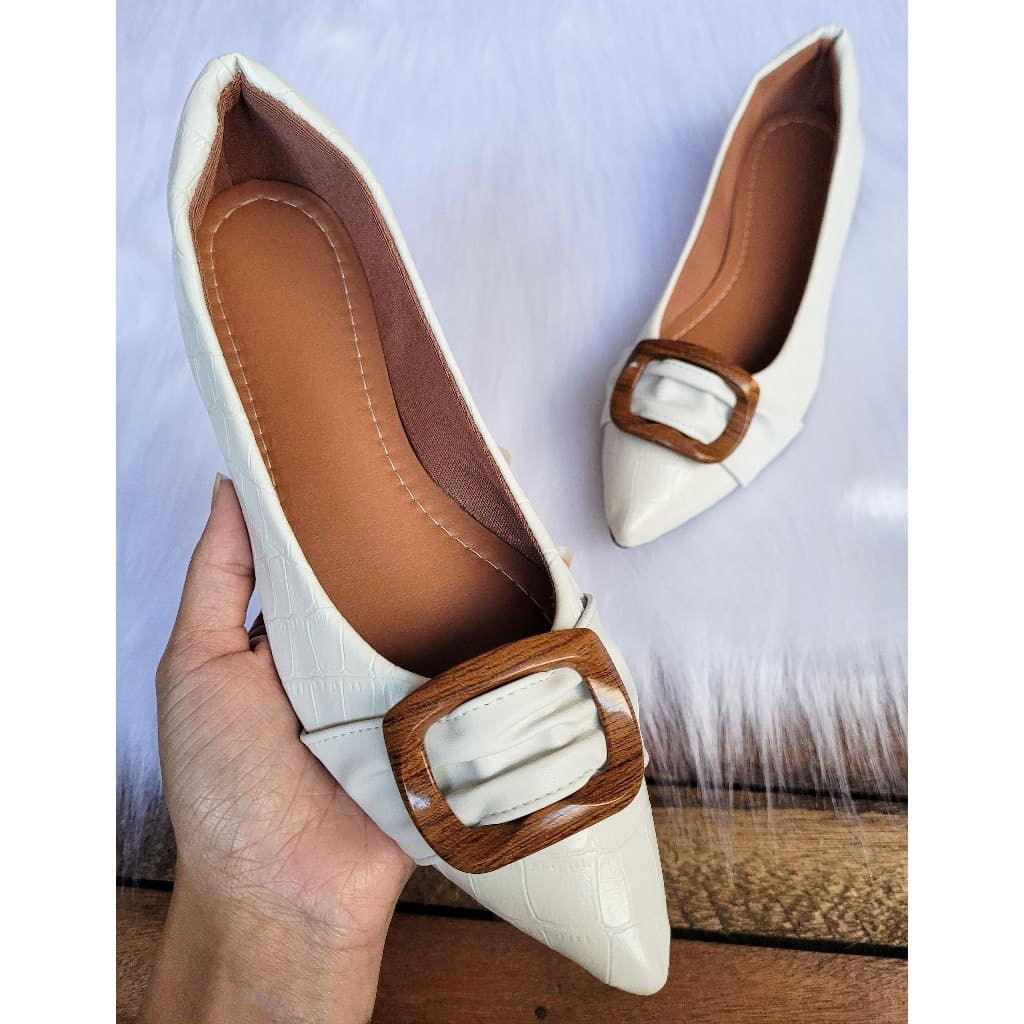 Sapatilhas Feminina Bico Fino Elegante Confortável Sapatilha Casual Promoção Preta Branca Amarela Rasteira