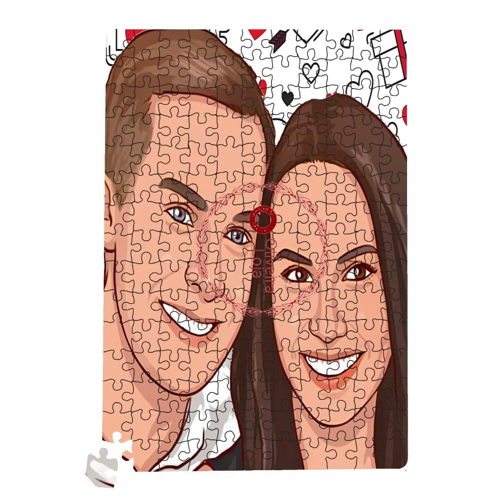 Quebra Cabeça Personalizado Caricatura com Foto Presente Anivesário Namorado Casal