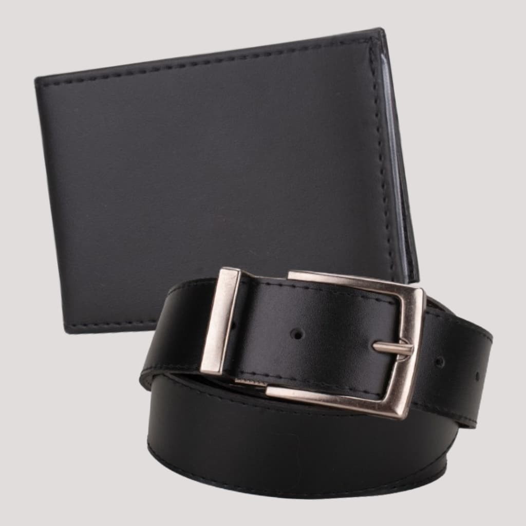 Kit Masculino, Carteira + Cinto Dupla Face 2 em 1 Moda Social Couro Rialis