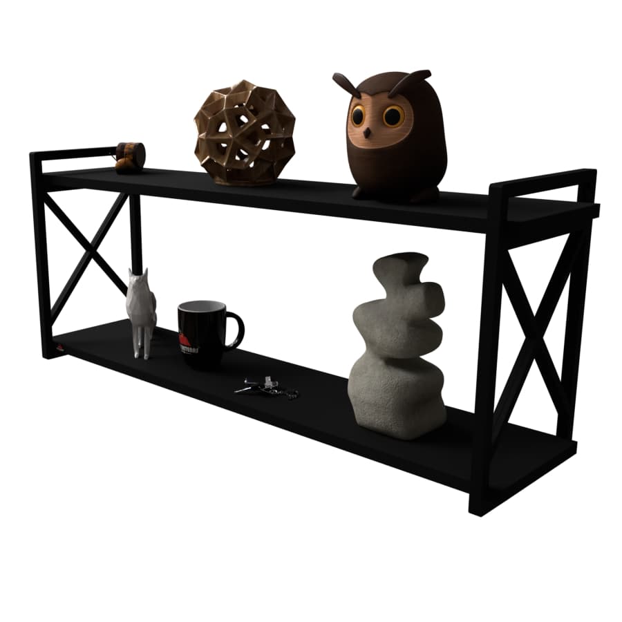 Prateleira Estilo Industrial 20x100 MDF PRETO - Kit Completo