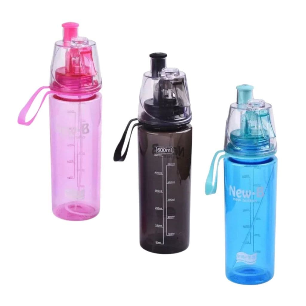 Garrafa Squeeze Plástico Com Borrifador 600ml Prática Refrescante Exercício Dia a Dia