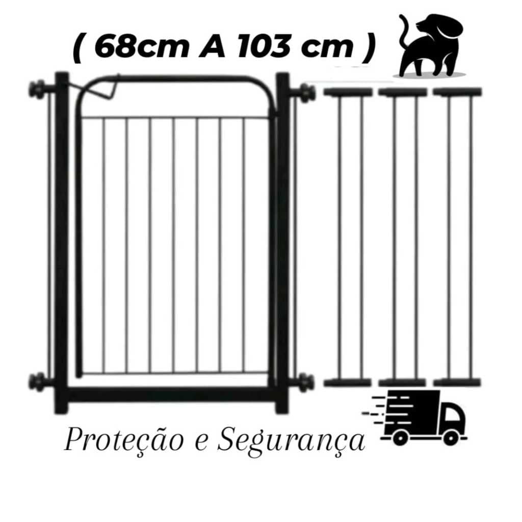 Portão Pet (68cm A 103cm ) + Extensor Para Cachorro - Proteção Grade Segurança Para Cachorro.