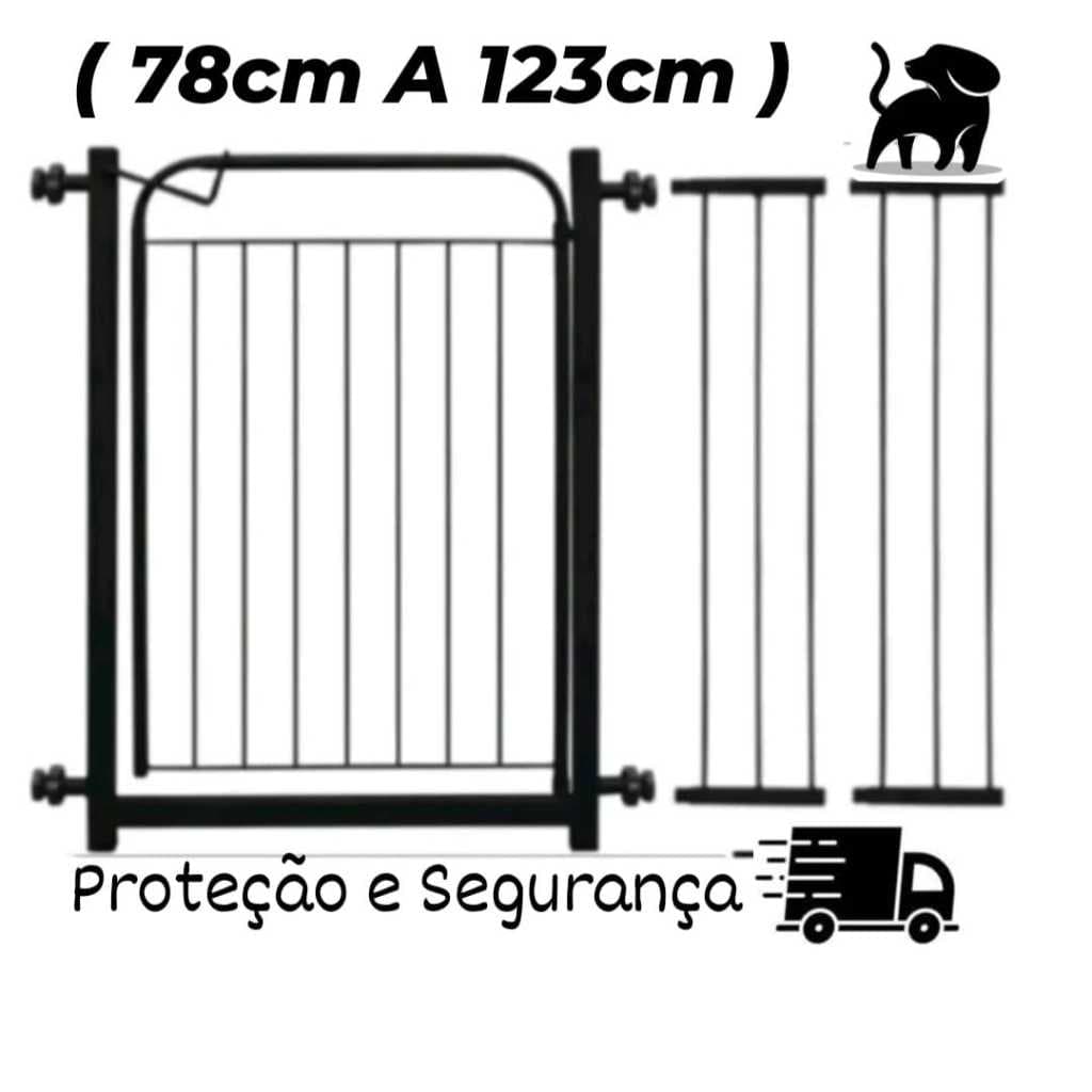 Portão Pet  (78cm até 123cm ) + Extensores Cercado de Proteção Para Cães e Crianças( NOVIDADE )