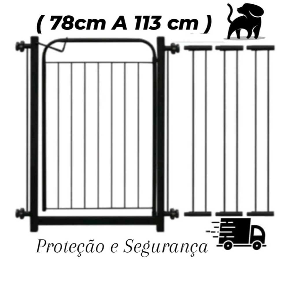 Portão Para Pet ( 78cm A 113cm ) + Extensores Grade de Proteção Cachorro Criança Cerquinha Reforçado