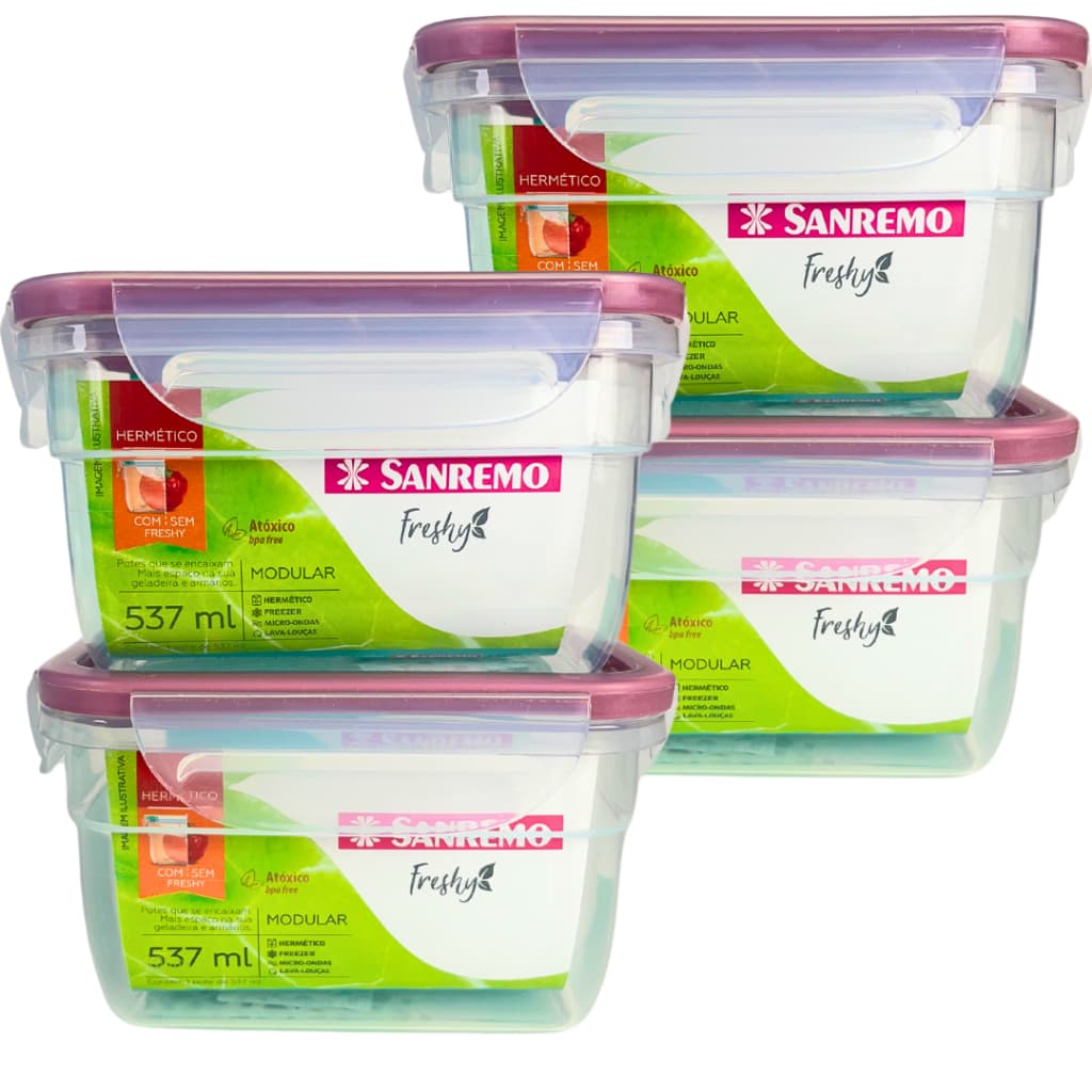 Kit 2 Potes Plástico Herméticos Com 4 Travas Para Frutas Marmitas Micro Ondas Organizador Cozinha