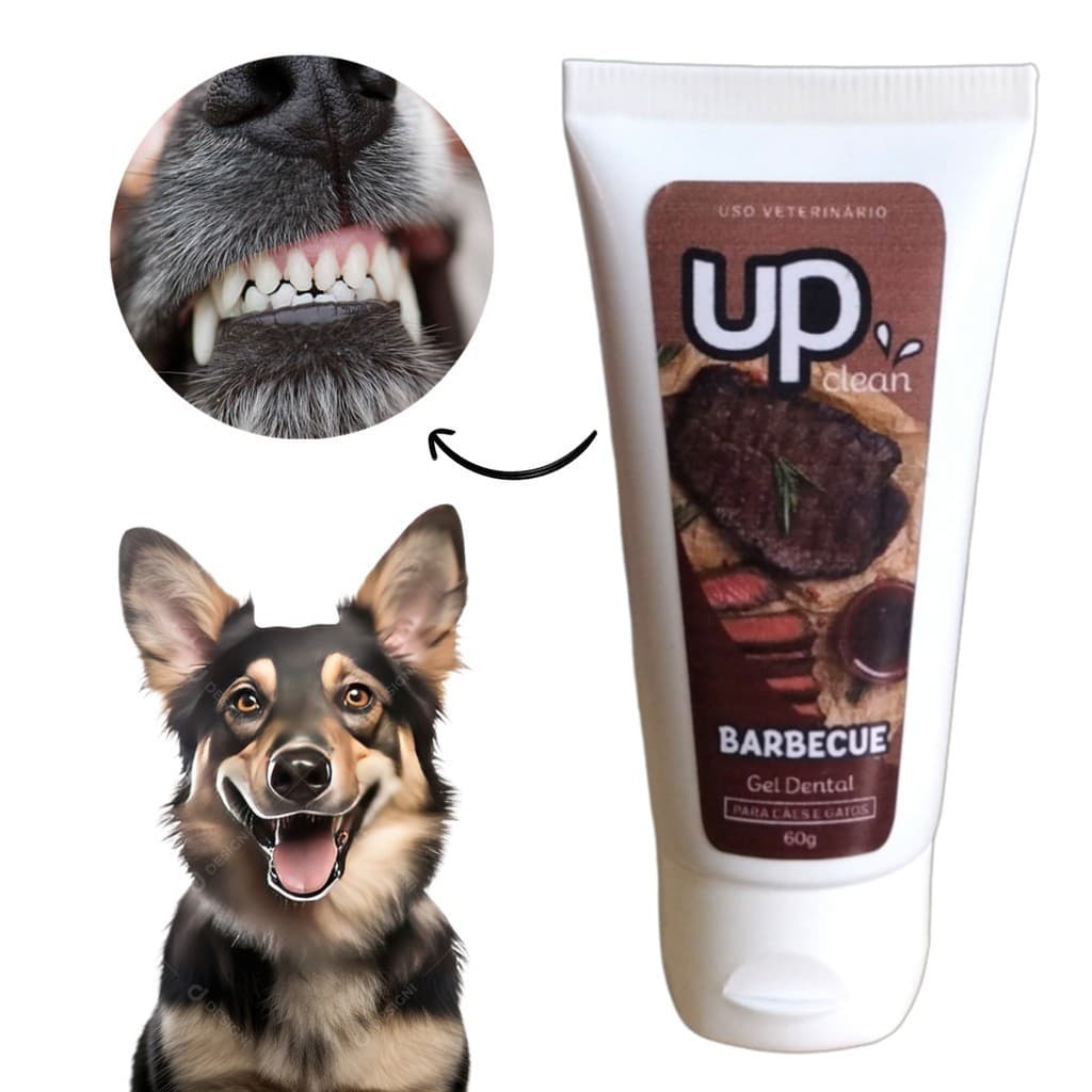 Gel Dental Cachorro Gato Pet Barbecue 60g Limpeza Dos Dentes Cães e Gatos Up Clean