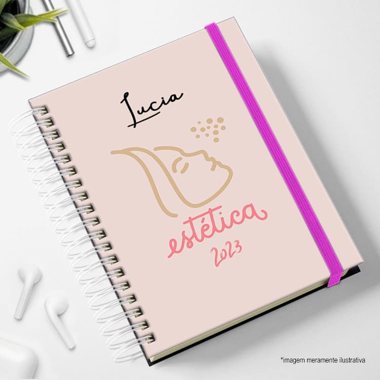 Agendas 2026 Personalizadas com nome e cor do elástico estética