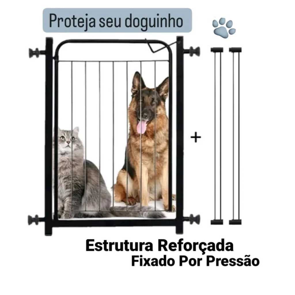 Portão Pet  68cm A 93cm + Extensores Grade de Proteção Cachorro Criança Cerquinha Reforçado