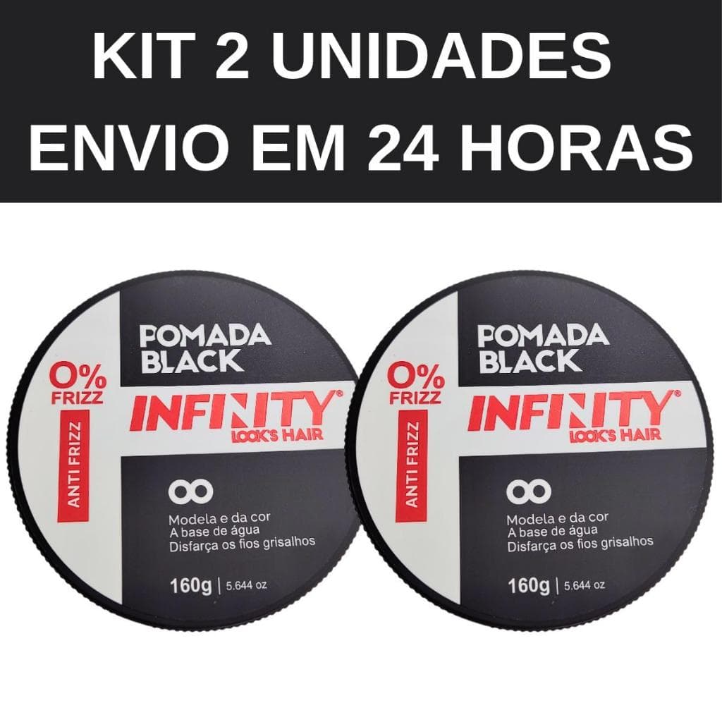 Kit 2 Pomadas Cera Black Infinity Preta 160g Disfarça Grisalho - Envio em 24 Horas