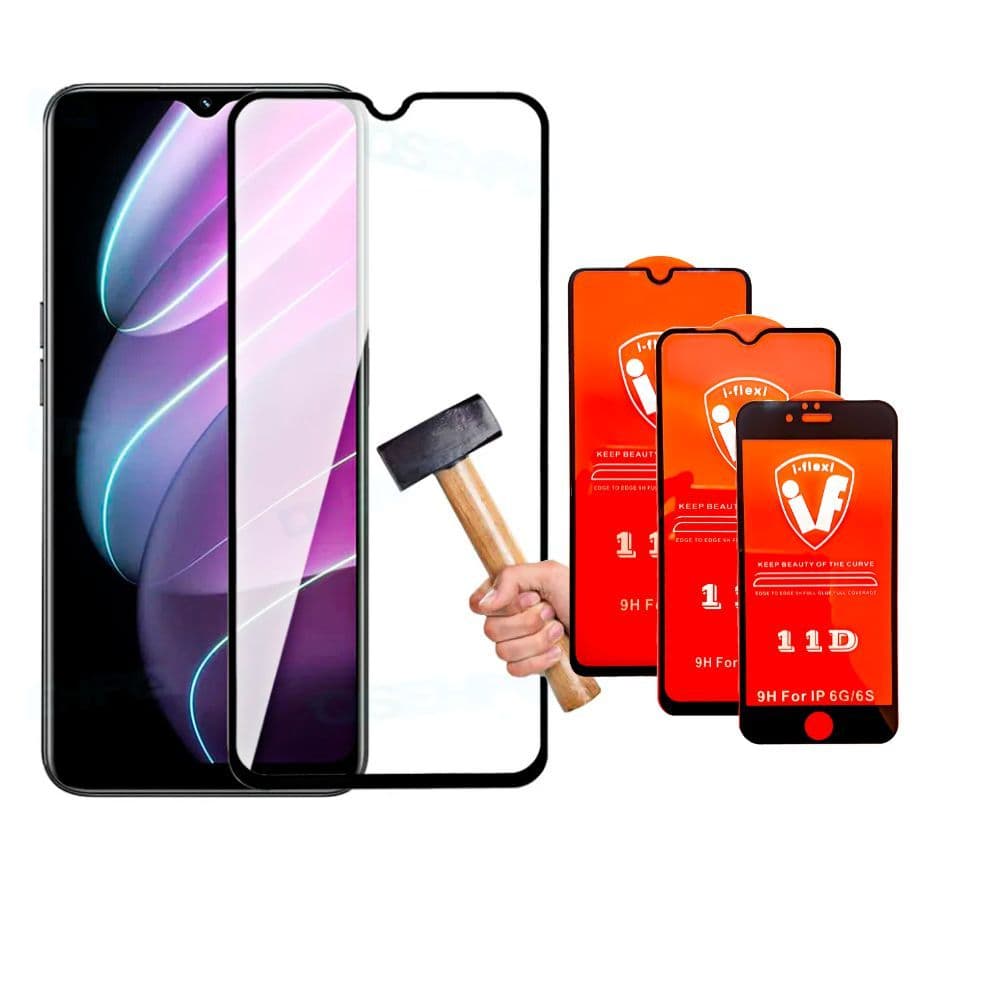 Película de Vidro Temperado Resistente 11D para A10/M10 A70 Iphone 6 Kit 2/3/4