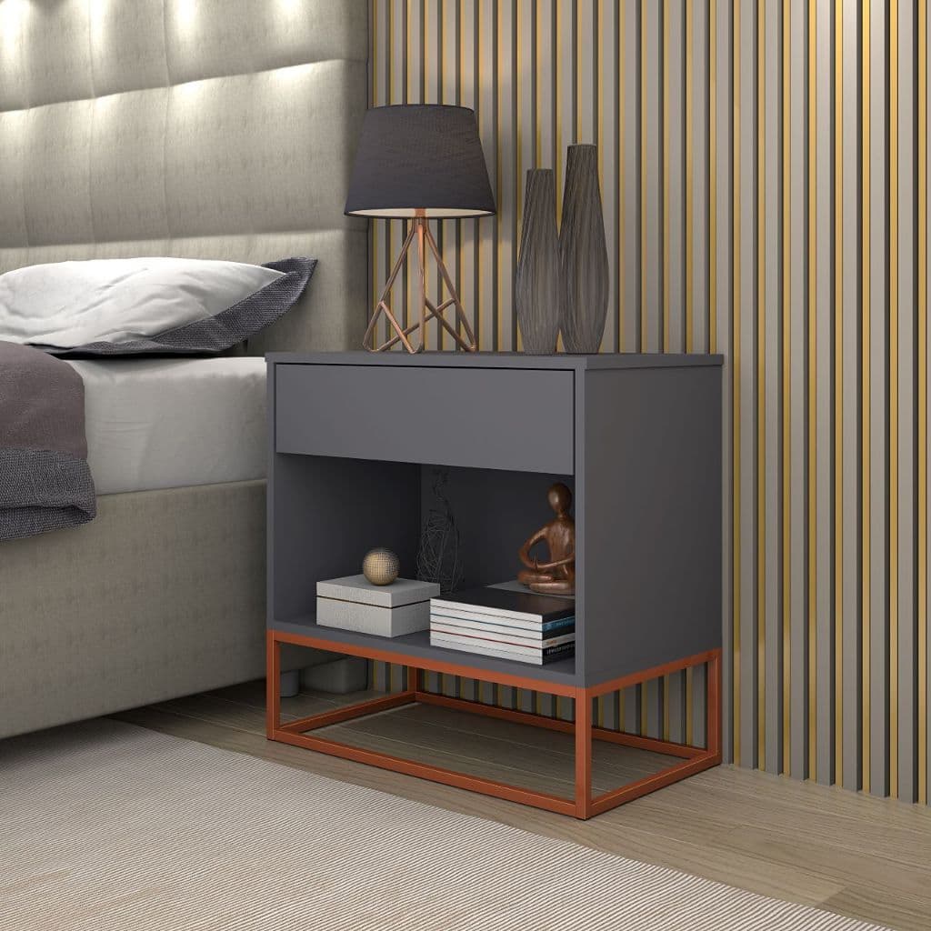 Mesa De Cabeceira Móvel Várias Cores Base Cobre Novidade