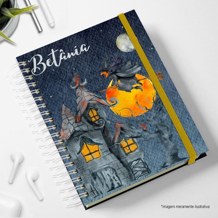 Agendas 2026 Personalizadas com nome e cor do elástico aquarelada