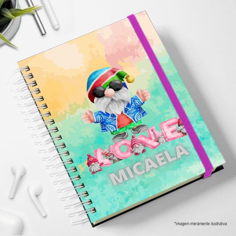 Agendas 2026 Personalizadas com nome e cor do elástico aquarela