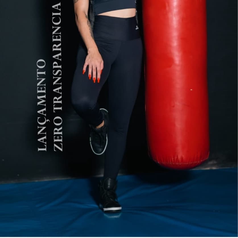 Calça Legging Fitness Cós Alto Zero Transparência Tecido Power Poliamida