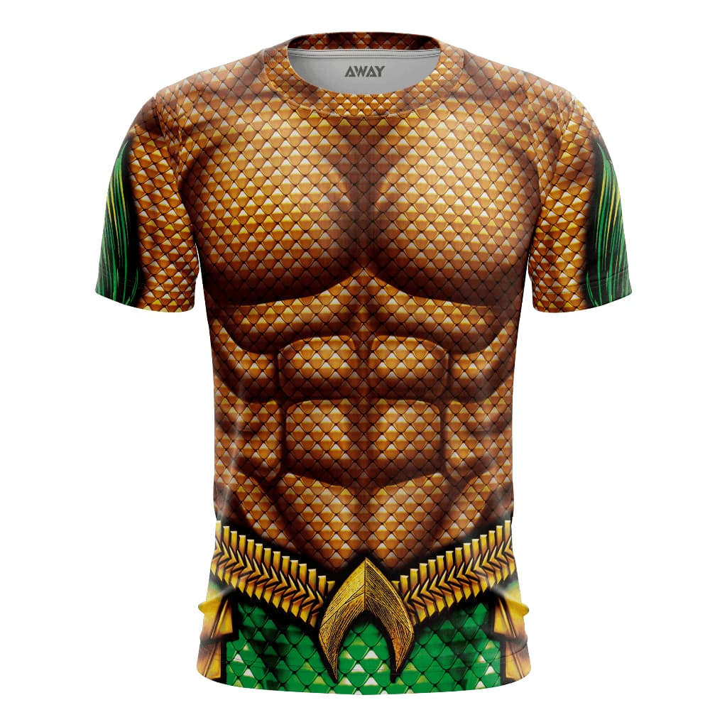 Camisa Camiseta Traje 3D Aquaman Dry fit - Com Proteção Uv50+ / Treino / corrida / casual / Academia (Unissex)