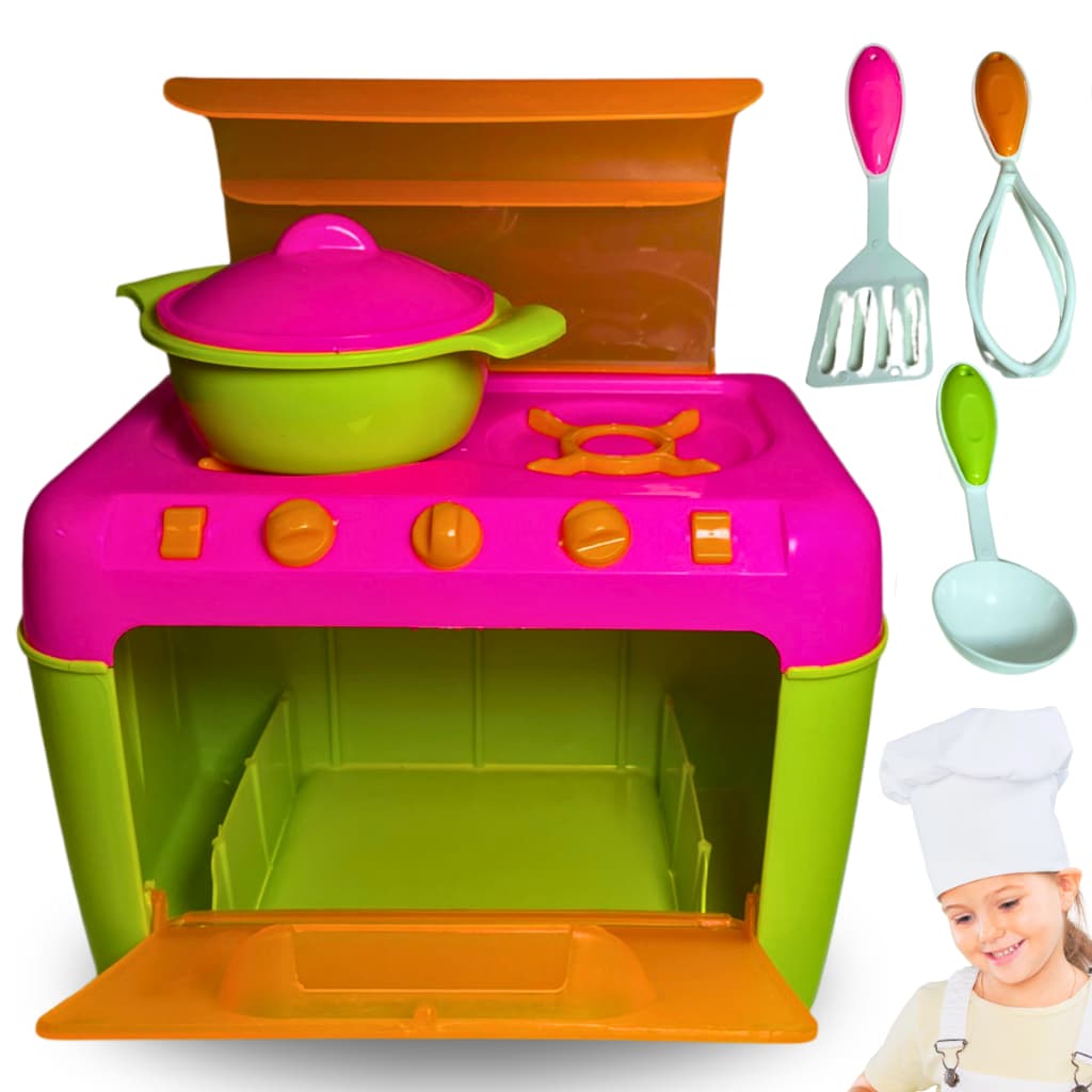 Mini fogão Brinquedo Color Chefs Usual Brinquedos Cozinha infantil Acessórios Criatividade Imitação Cozinhar Chef mirim Segurança Durabilidade Compacto Educativo Divertido Imaginação Crianças Presente Simulação Brincadeira