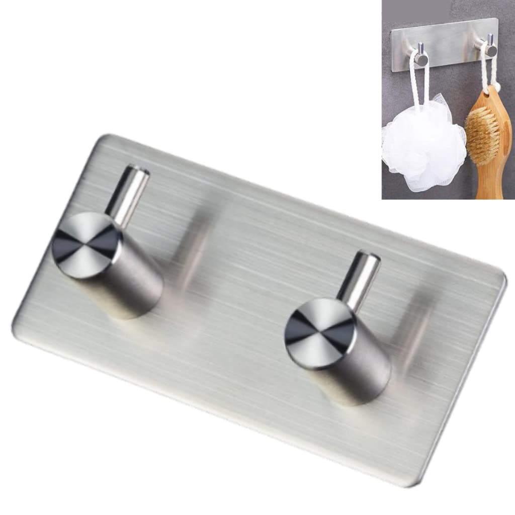 TOALHEIRO ESCOVADO GANCHO DUPLO Suporte INOX Parede Universal Multiuso SEM FUROS SUPORTA 5KL 9CM