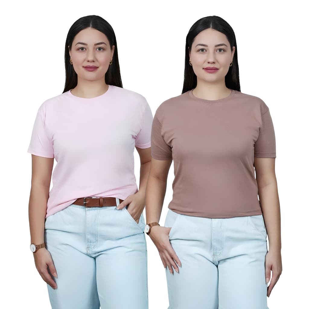 Kit 2 T-shirt Camisetas Lisas Básica Feminina Blusa 100% Algodão Premium diversas cores da Moda Promoção