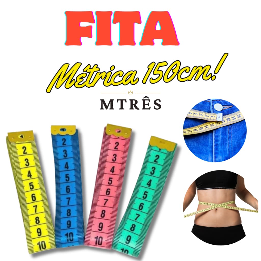 Fita Métrica 1,50m Com Caixinha Acrílica Para Costura Medidas Corporais Emborrachada Com Acabamento Em Metal