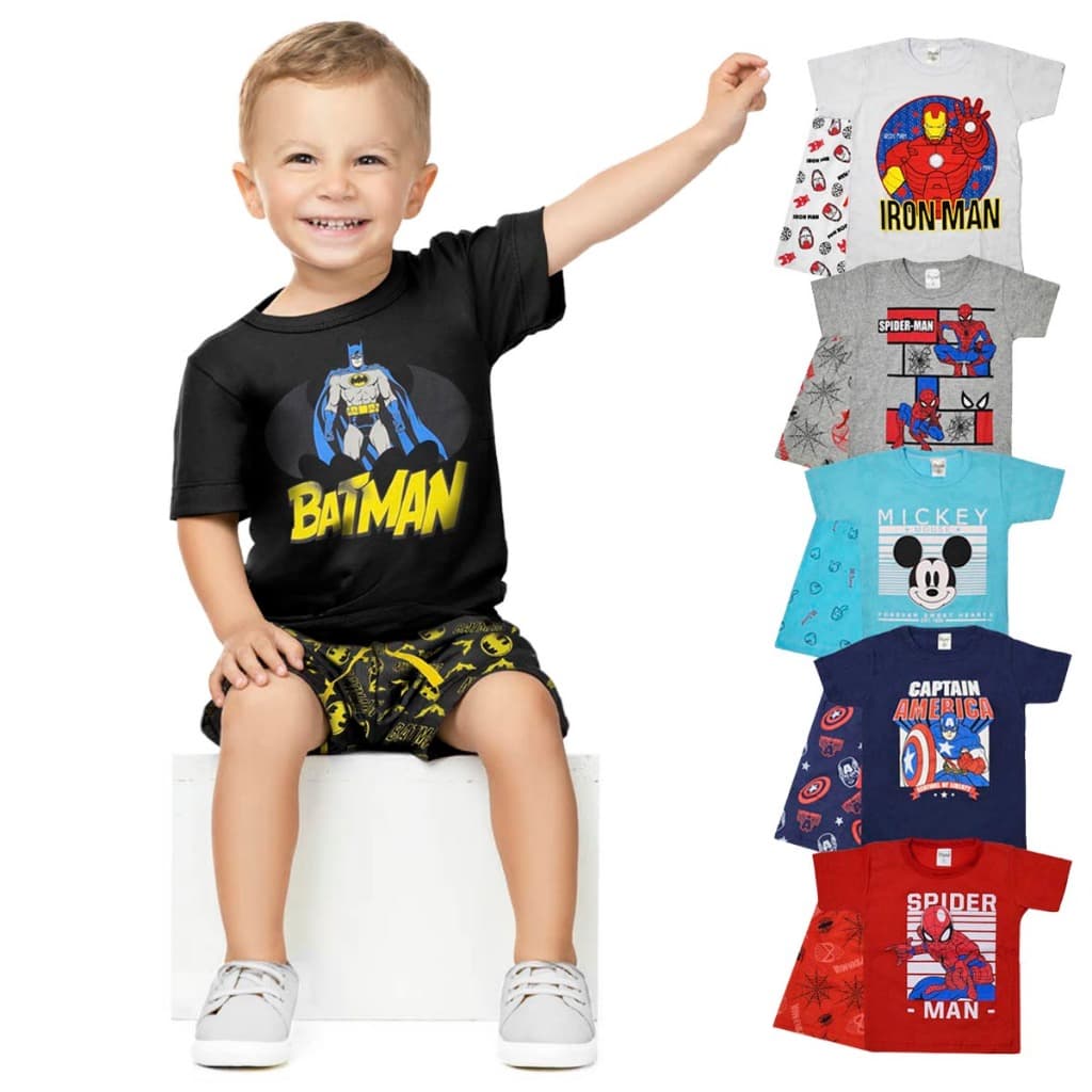 Kit 4 Peças Pijama Infantil Masculino Menino 100% Algodão