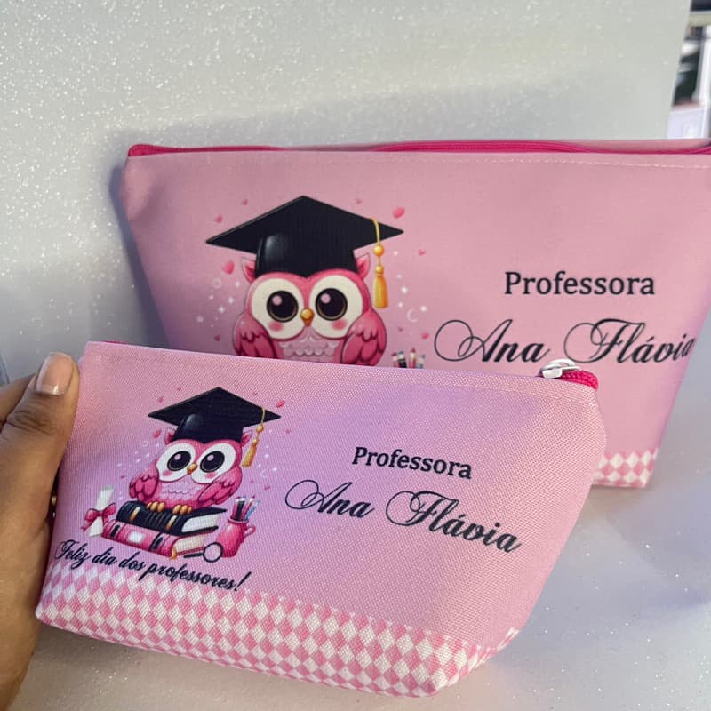PROFESSORA, Necessaire e Estojo personalizado com nome, dia dos professores, presente, lembrancinha.