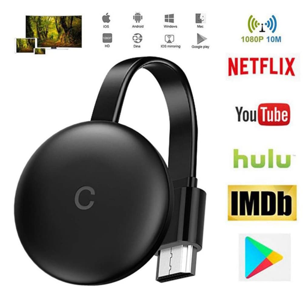 G12-TV Vara para Chromecast 3, Tela Wi-Fi, Compatível , Dongle sem fio, Miracast, Airplay, Google Home, Netflix, YouTube