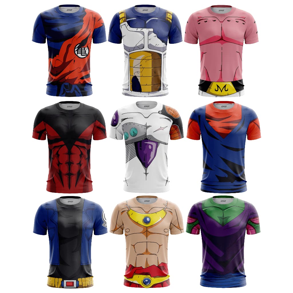 Camisa Camiseta Traje 3D Dragon Ball Z Goku Vegeta Dry fit - Com Proteção Uv50+ / Treino / corrida / casual / Academia