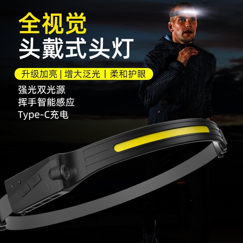 Farol de indução, luz forte, pesca noturna montada na cabeça, iluminação ultrabrilhante recar