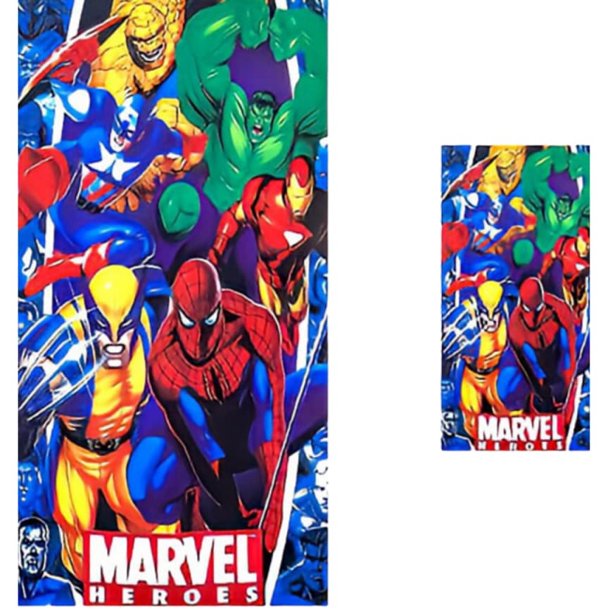 Marvel Super Herois - Toalha de Banho -  kit Toalha de Banho  + Toalha de Rosto