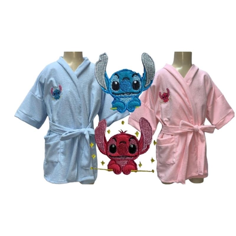 Roupão Saída De Banho Atoalhado Infantil e Juvenil 2 ao 16 Personagens Lilo Stich Promoção
