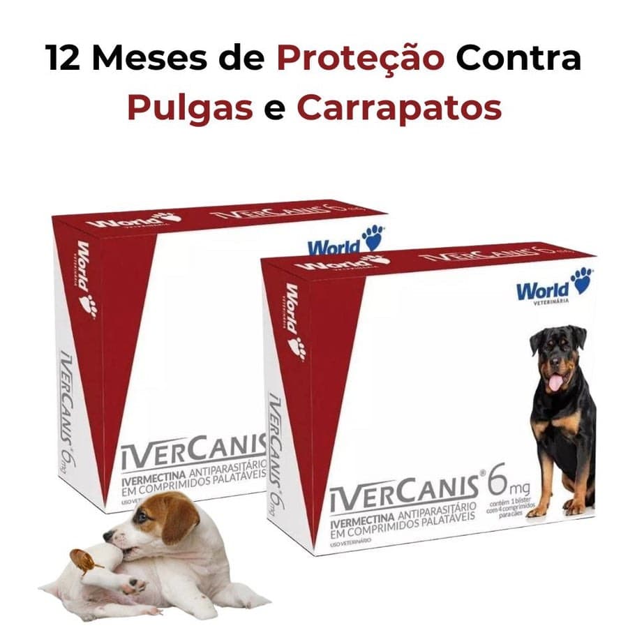 Remédio Contra Carrapatos e Pulgas Para Cachorros, Duração de 12 Meses, 7,5 a 60kg - WORLD ENVIO FULL