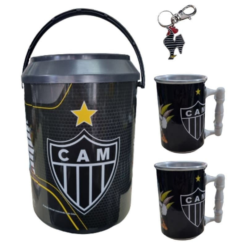 Cooler Térmico Caixa Térmica Atlético-MG Mais 2 Copos Térmicos E Chaveiro De Metal