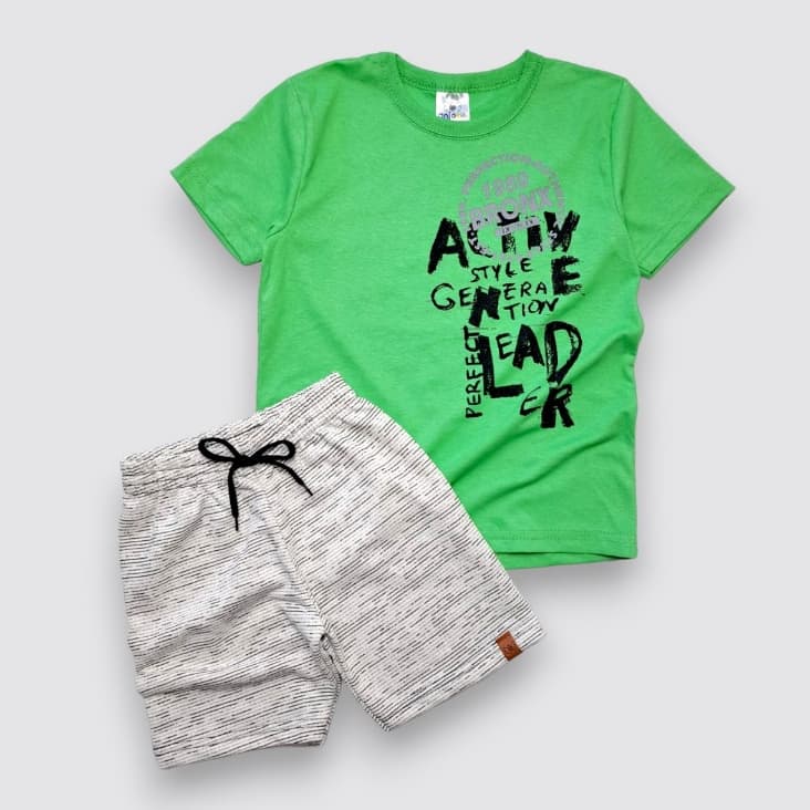 Conjunto Infantil De Verão Confortáveis para Meninos Bermuda Camiseta