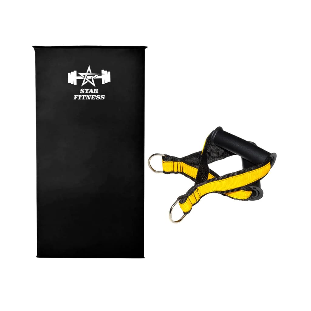 Kit Puxador de Mão Par Estribo Nylon Alça Para CrossOver + Colchonete Impermeável Funcional Academia