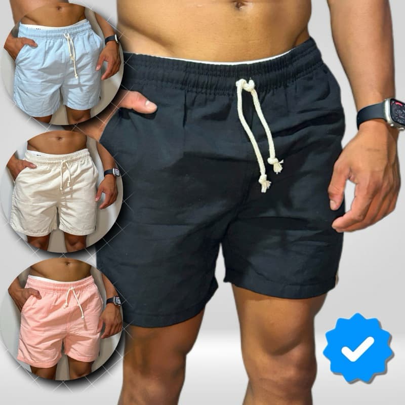 kit 4 Shorts Linho Masculino Mauricinho casual chic Premium - Bermuda em Linho moda Praia verão