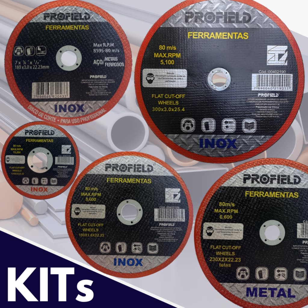 Kit 10, 5 Discos de Corte 115, 180, 230 e 300mm Aço Carbono, Latão, Alumínio - Premium Serralheiro