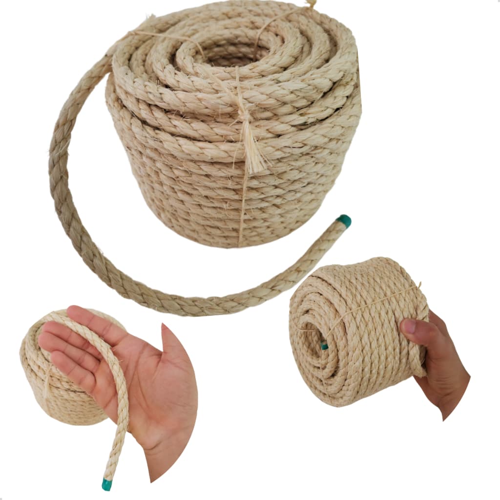 CORDA DE SISAL LASIS 10MM 50M ARTESANATO ARRANHADORES DECORAÇÃO RUSTICA JUTA