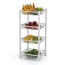 Fruteira De Chão Desmontável 4 Andares Cestos Organizadore Frutas Verduras Legumes Dispensa Cozinha