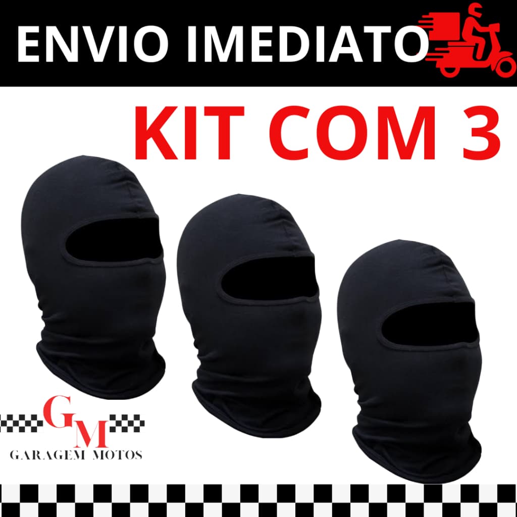 Kit com 3 Balaclavas Touca Ninja Frio Intenso Vento Gorro Touca Térmica motoboy unissex